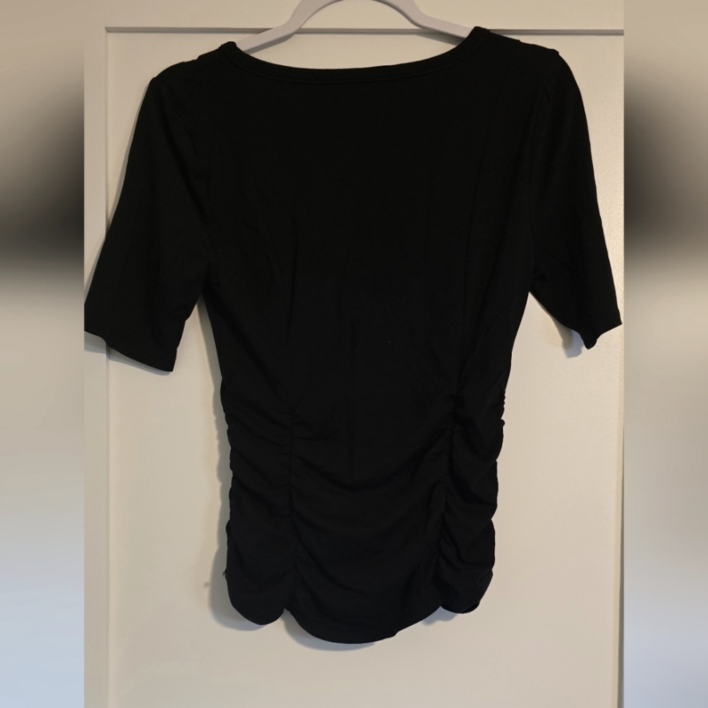WHBM Black Side Ruched Top NWOT